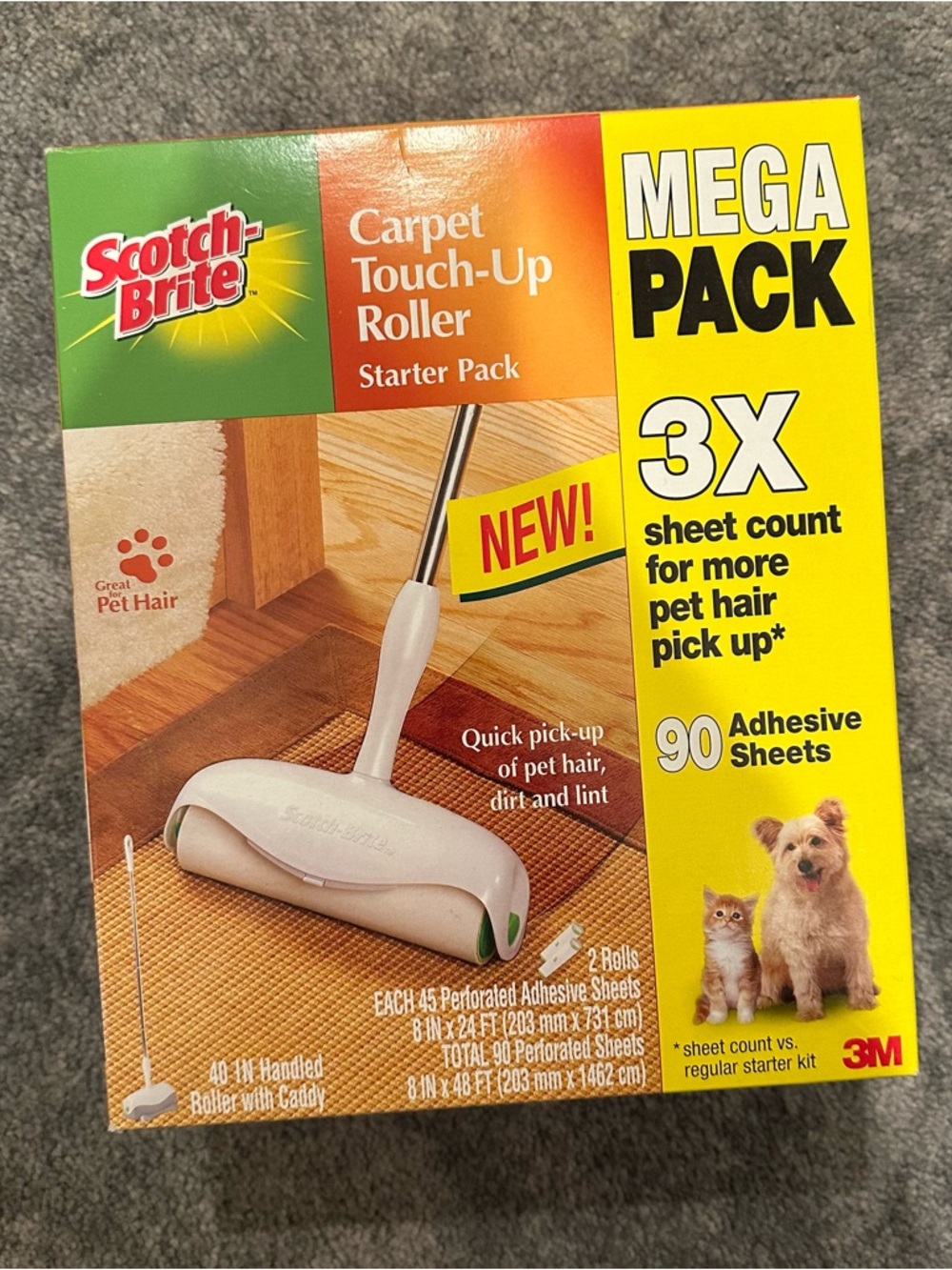 Scotch Brite Carpet Touch-Up Roller Mega Pack Adhesive Sheets For Cleaning